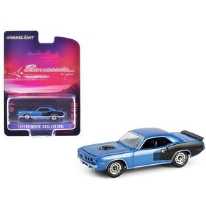 1971 Plymouth Barracuda 440 6bbl B5 Blue Metallic "Barracuda 60th Anniversary" 1/64 Die cast Model Car by Greenlight - 1 of 4
