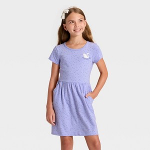 Girls' Short Sleeve Knit Dress - Cat & Jack™ - 1 of 3