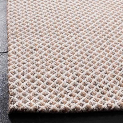 Ivory and Grey Hand-Knotted Wool Geometric 4' x 6' Rug