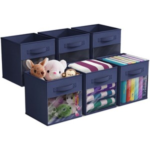 Sorbus 11 Inch 6 Pack Collapsible Fabric Storage Bins with Clear Window - for Organizing Clothes, Toys, Books, Shelves, Closets & more - 1 of 4