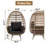 360¡ã Swivel Patio Egg Chair Outdoor - Wicker Swivel Egg Chair Oversized Patio Lounge Chairs with Cushions, Metal Frame Stand, for Balcony, Patio - 3 of 4