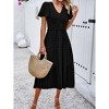 Women Holiday Elegant Jacquard Summer Short Sleeve Pleated Dress - 4 of 4