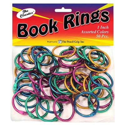 The Pencil Grip Book Rings, Assorted Colors, Pack of 50 (Case of 2)