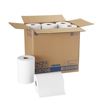 Pacific Blue Basic Paper Towel Roll, White, 350 ft, 12 Count