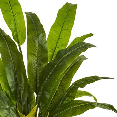 Lifelike Tropical 55" Palm Floor Plant with Pot in Green and Black