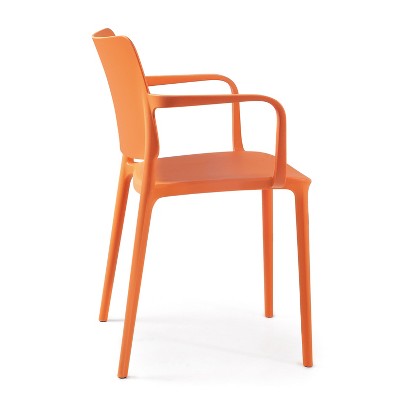 Orange Modern Plastic Resin Stacking Patio Dining Chairs Set