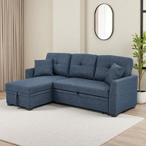 GDFStudio Maugham Modern 85" Polyester Upholstered Pull-out Sofa Bed with Storage - 1 of 4