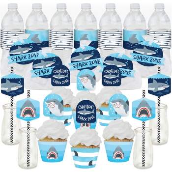 Big Dot of Happiness Shark Zone - Jawsome Shark Party or Birthday Party Favors and Cupcake Kit - Fabulous Favor Party Pack - 100 Pieces
