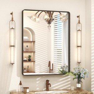 KIOTEE Rectangular Aluminum Alloy Framed and Tempered Glass Wall Bathroom Vanity Mirror in Matte Black - 1 of 4