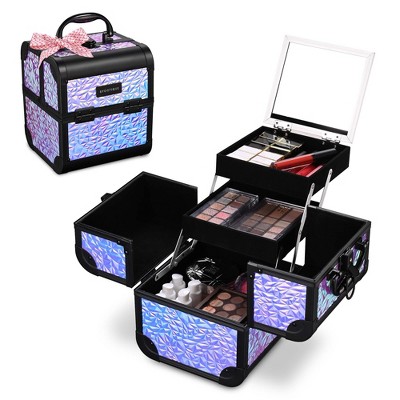 Byootique Makeup Train Case Cosmetic Organizer w/ Mirror Mermaid
