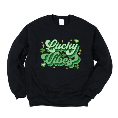 Simply Sage Market Women's Graphic Sweatshirt Lucky Vibes Cursive