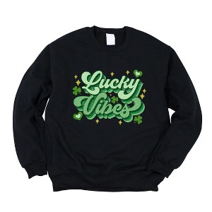 Simply Sage Market Women's Graphic Sweatshirt Lucky Vibes Cursive - 1 of 4