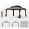 VisioGear Canopies and Gazebos, Gazebo with Double Roof Canopy, Gazebo Pavilion for Patio and Backyard, Brown, 144"*120"*113.88" - 2 of 4
