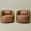 KINWELL 34" Wide Swivel Faux Leather Armchair Upholstered PU Leather Accent Chairs, Set of 2 - 4 of 4
