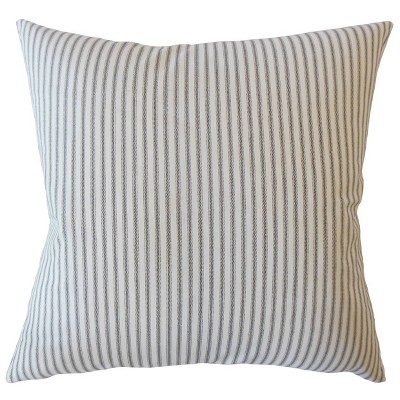 Blue and white store striped throw pillow