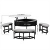 Lift Top Coffee Table with 3 Ottoman, Modern Round Center Table with Hidden Storage, Wood Cocktail Table for Living Room Bedroom Office - 3 of 4