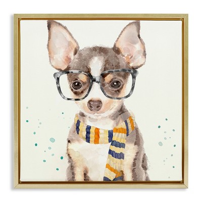 Stupell Industries Hipster Chihuahua Puppy Watercolor, 25" x 25"