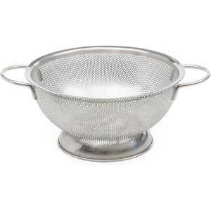 SAMMART 10 inches Perforated Stainless Steel Sheet Colander with Handle - Strainer for Pasta, Noodles and Fruits - 1 of 4