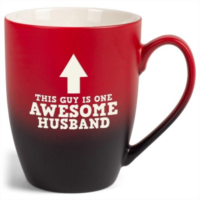 Elanze Designs This Guy Is One Awesome Husband Two Toned Ombre Matte Red and Black 12 ounce Ceramic Stoneware Coffee Cup Mug