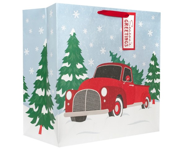 Santa Truck Square Christmas Gift Bag Blue - Wondershop&#153;