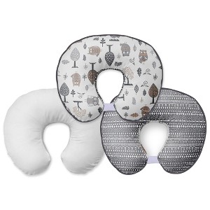 Bacati - 3 pc Owls Beige/Gray Neutral Hugster Feeding & Infant Support Nursing Pillow - 1 of 4