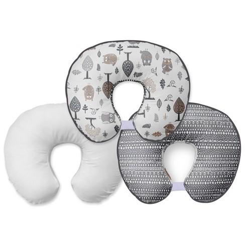 Bacati - 3 PC Clouds in The City Gray Hugster Feeding & Infant Support Nursing Pillow