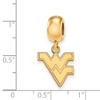 Black Bow Jewelry 14k Yellow Gold Plated Sterling Silver West Virginia Mountaineers NCAA Bracelet Bead Charm - 2 of 3