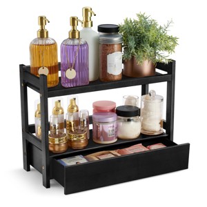 Sorbus 2-Tier Bamboo Counter Organizer with Drawer Bamboo for Vanity, Matcha Station, Bathroom Sink Organizer Countertop, Kitchen & Office Storage - 1 of 1