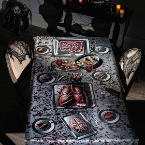 ATC 6 Ft. 6 3/4" Bloody Body Parts Tablecloth Halloween Decoration - 1 of 2