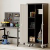 Metal Garage Storage Cabinet with Wheels, Steel Storage Cabinet with Hanging Rod and 2 Adjustable Shelves for Garage, Home, Office, Utility Room - 2 of 4