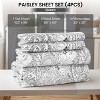 4 Piece Bed Sheets Printed Microfiber Sheet Set Ultra Soft, Easy Care Paisley Printed Sheets - Lux Decor Collection - 2 of 4
