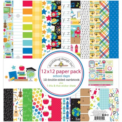 Doodlebug Double-Sided Paper Pack 12"X12" 12/Pkg-School Days