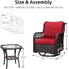 3-Piece Patio Wicker Swivel Rocking Chair Set - Iron and Plastic Frame, Durable Fabric Cushions, with Side Coffee Table, for Outside Porch Deck - 2 of 4