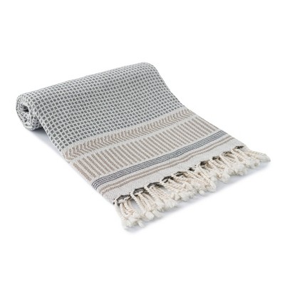 Olive & Linen Kilim Turkish Towel
