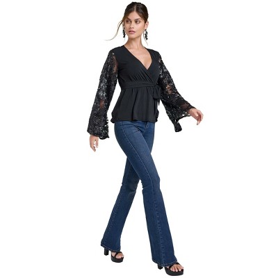VENUS Womens Embellished Lace Top