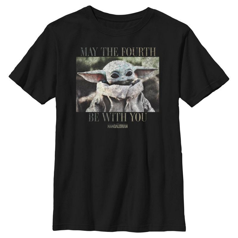 Boy's Star Wars: The Mandalorian May the Fourth Grogu Portrait Distressed T-Shirt, 1 of 6