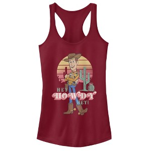 Juniors Womens Toy Story Hey Woody Racerback Tank Top - 1 of 3
