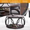 Bekrvio 31.5" 2 Tier Industrial Round Coffee Table, Modern Round Wood Coffee Table with Sturdy Circle Metal Frame for Living Room, Walnut - 4 of 4