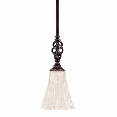Toltec Lighting Elegante 1 - Light Pendant in  Dark Granite with 5.5" Fluted Italian Ice Shade