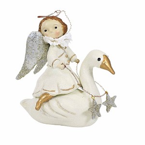 Dee Harvey 6.5 Inch Swan Lake Angel Christmas Halo Stars Wings Bird Figurines - 1 of 3