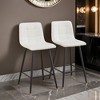 Set of 2 Metal Frame Legs Brown Barstool, With Pu Leather Tuftied Cushion Barstool - Leovsnove - 2 of 4
