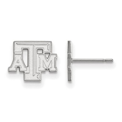 Black Bow Jewelry 14k White Gold Texas A&M Aggies NCAA Post Earrings