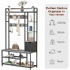 Acekool 5-in-1 Hall Tree with Bench, Shoe Storage, Coat Rack, Fabric Drawer & 12 Hooks, Metal Frame Organizer for Entryway and Hallway - 4 of 4