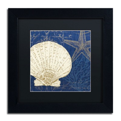 Coastal Moonlight II Teal Canvas Art with Black Frame