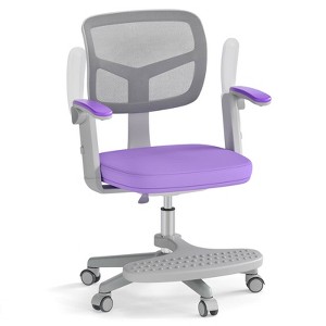 Costway Kids Desk Chair Children Study Chair with Adjustable Height, Armrest & Footrest Purple/Pink/Green/Gray/Blue - 1 of 4