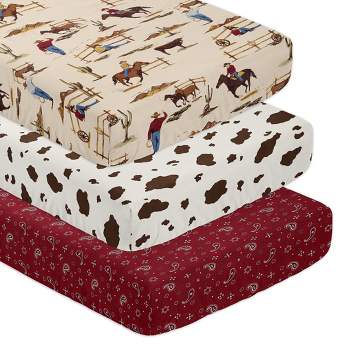 Sweet Jojo Designs Boy Fitted Crib Sheets Wild West Cowboy Multicolor 3pc