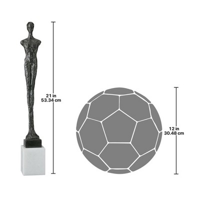 Contemporary Iron Male Form Sculpture on Marble Base, 24" Height