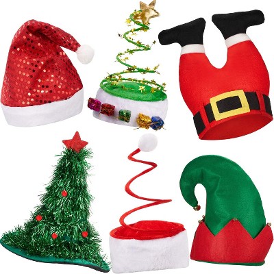 6 Pieces Christmas Santa Hat Funny Novelty Christmas Tree Cap for Party Costume Accessories Props
