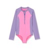 Lands' End Kids Long Sleeve Half Zip One Piece UPF 50 Swimsuit - 2 of 3
