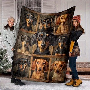 Dachshund Print Pattern All-Season Car Nap Blanket, Plush Fleece Throw, Polyester Fiber, Cozy Travel Blanket for Pets and Home Use - 1 of 4